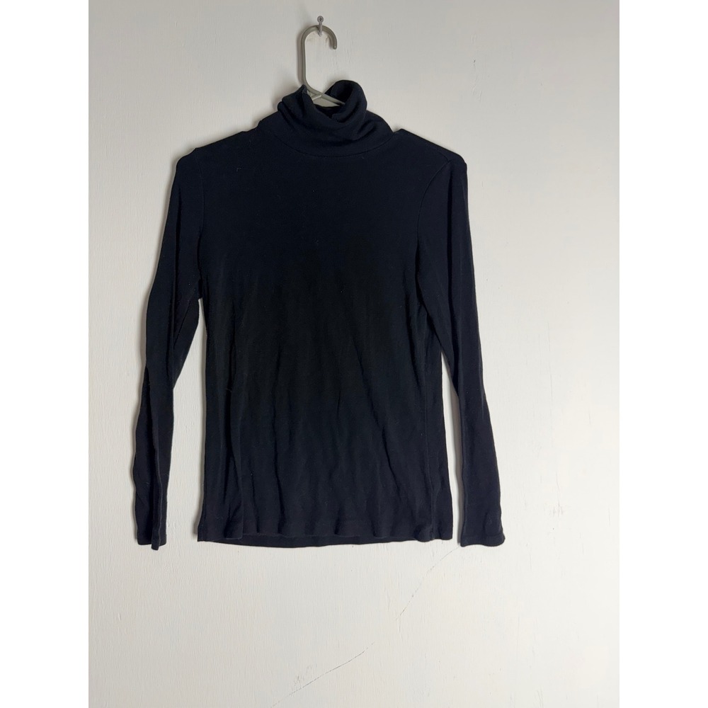 Cynthia Rowley Black Turtleneck Top Long Sleeve Slim Fit Knit Shirt Womens XS